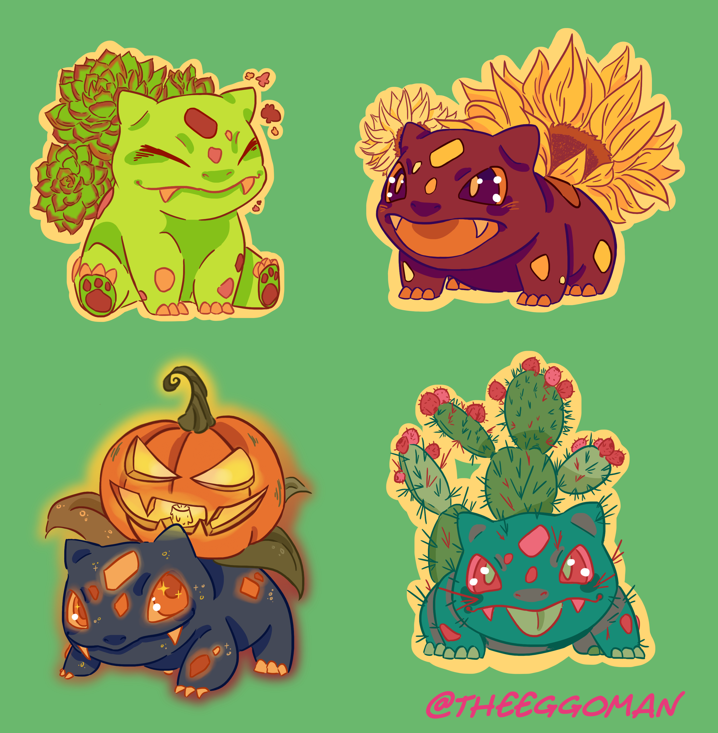 Bulbasauer Sticker Bulbasaur Sticker Pack | TheEggoMan